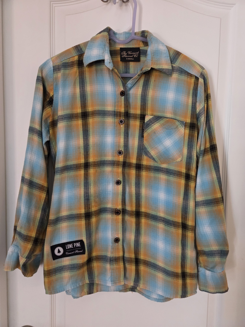 Lone Pine Women's Plaid Button-Down Shirt in Blue & Yellow